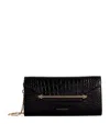 Strathberry Multrees Croc Embossed Leather Wallet On A Chain In Black