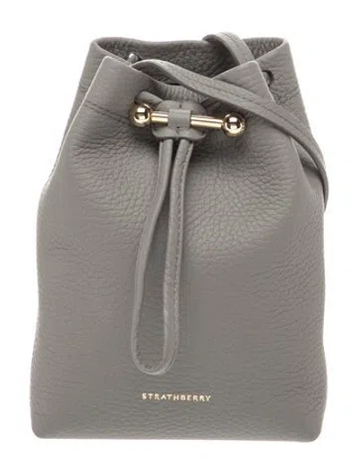Pre-owned Strathberry Leather Osette Midi Pouch In Gray