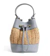 Strathberry Leather-raffia Osette Top-handle Bag In Gray