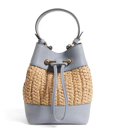 Strathberry Leather-raffia Osette Top-handle Bag In Gray