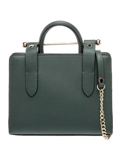 Pre-owned Strathberry Leather Shoulder Bag Nano In Green