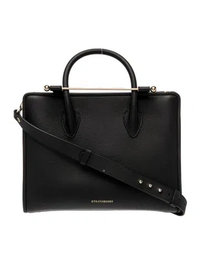 Pre-owned Strathberry Leather Top Handle Bag In Black