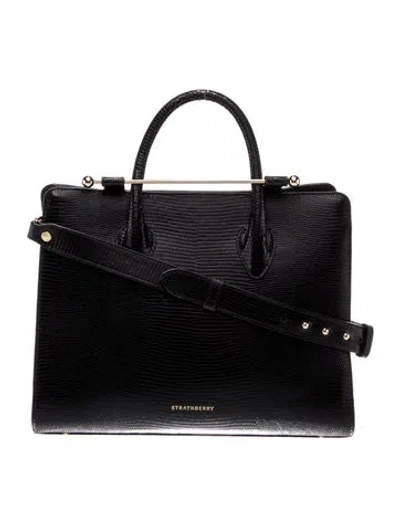 Pre-owned Strathberry Leather Top Handle Bag In Black
