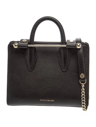 Pre-owned Strathberry Leather Top Handle Bag In Black