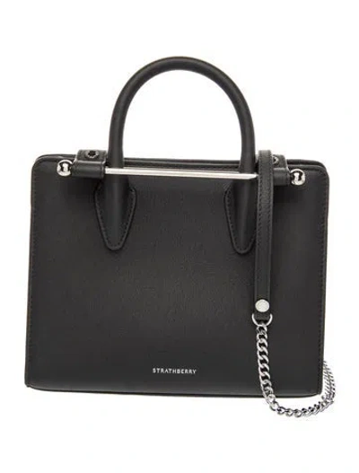 Pre-owned Strathberry Leather Top Handle Bag In Black