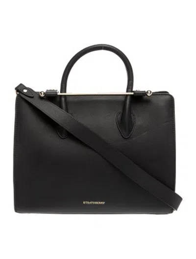Pre-owned Strathberry Leather Top Handle Bag In Black