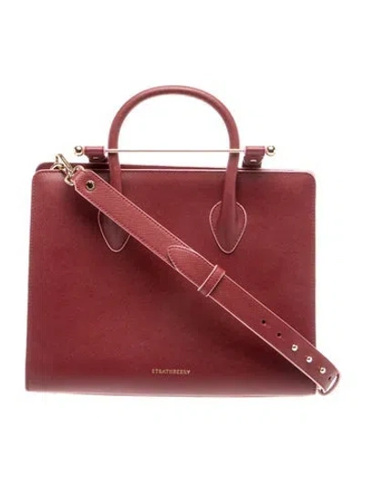 Pre-owned Strathberry Leather Top Handle Bag In Burgundy