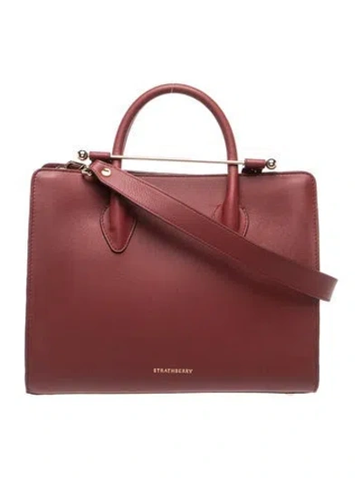 Pre-owned Strathberry Leather Top Handle Bag In Burgundy