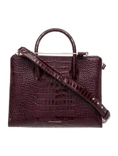 Pre-owned Strathberry Leather Top Handle Bag In Burgundy