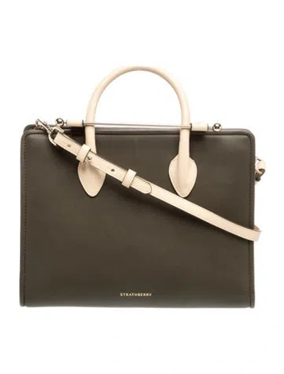 Pre-owned Strathberry Leather Top Handle Bag In Green/neutrals