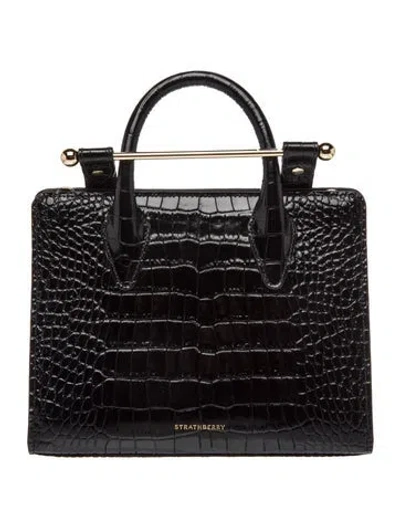 Pre-owned Strathberry Leather Top Handle Bag Mini In Black