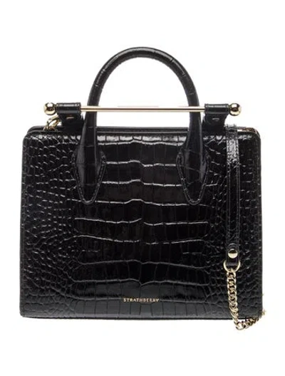 Pre-owned Strathberry Leather Top Handle Bag Mini In Black