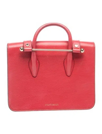 Pre-owned Strathberry Leather Top Handle Bag Mini In Red