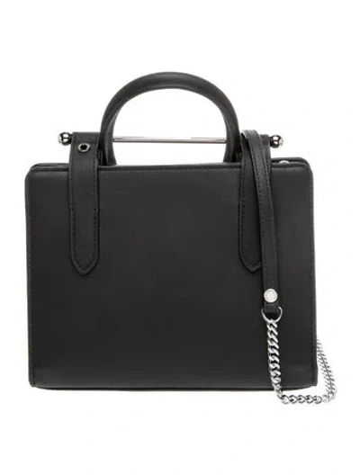 Pre-owned Strathberry Leather Top Handle Bag Nano In Black