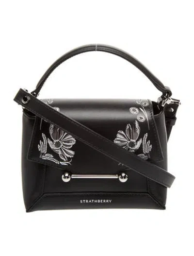 Pre-owned Strathberry Leather Top Handle Bag Nano In Black