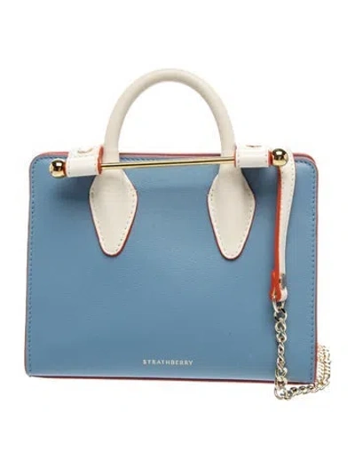 Pre-owned Strathberry Leather Top Handle Bag Nano In Blue