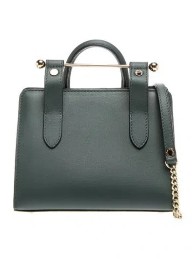 Pre-owned Strathberry Leather Top Handle Bag Nano In Blue