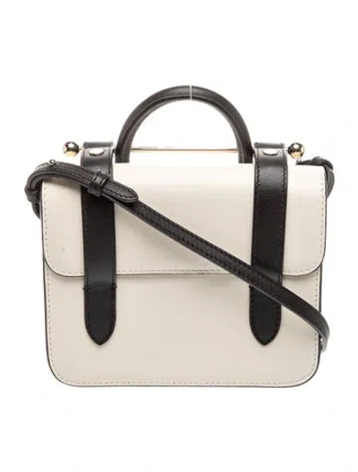 Pre-owned Strathberry Leather Top Handle Bag Nano In Neutral