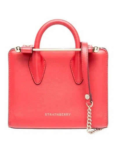 Pre-owned Strathberry Leather Top Handle Bag In Red