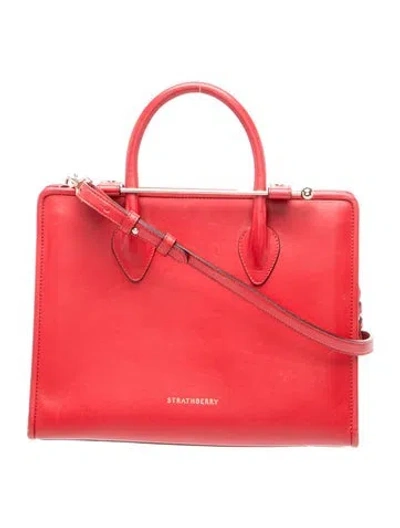 Pre-owned Strathberry Leather Top Handle Bag In Red