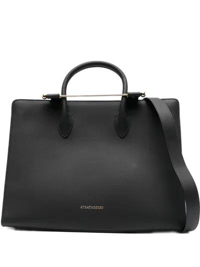 Strathberry Leather Tote Bag In Black