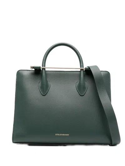 Strathberry Leather Tote Bag In Green