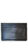 Strathberry Lizard Embossed Leather Card Case In Blue