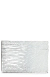Strathberry Lizard Embossed Leather Card Case In Silver