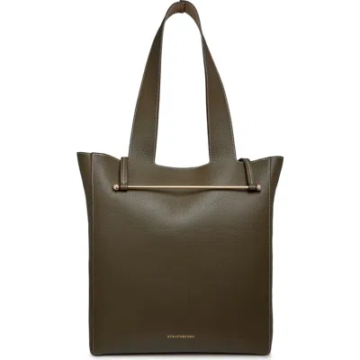 Strathberry Melody Fine Grain Leather Tote In Khaki