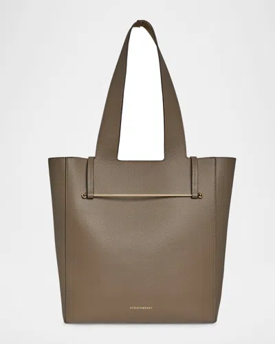 Strathberry Melody Grained Leather Tote Bag In Taupe