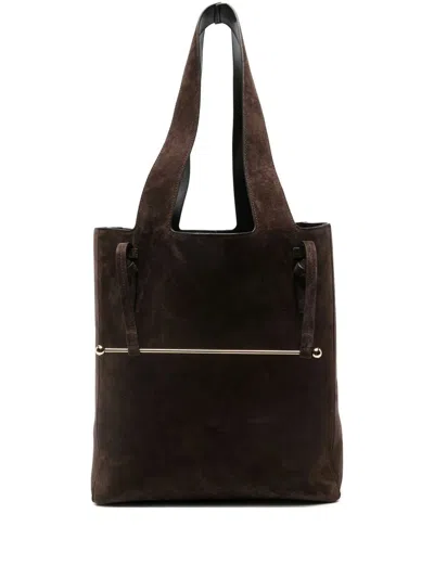 Strathberry Melody Tote Suede Suede Chocolate Bags In Brown