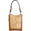 Strathberry Midi Lana Woven Raffia & Leather Bucket Bag