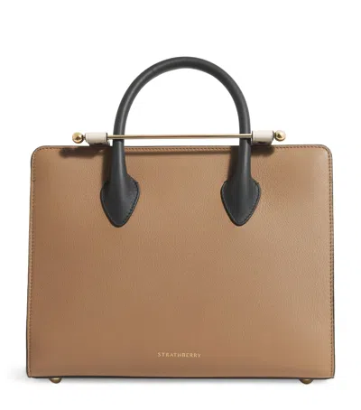 Strathberry Midi Leather Tote Bag In Brown