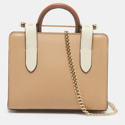 Pre-owned Strathberry Midi Nano Tricolor Leather Top Handle Bag In Multicolor