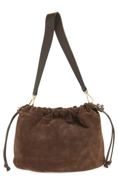 Strathberry Midi Suede Drawstring Handbag In Brown