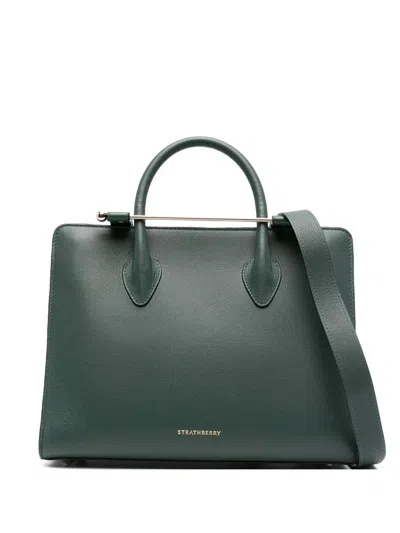 Strathberry Midi Tote (re) Leather Bottle Green Bags