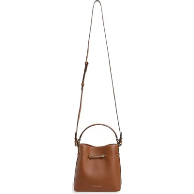 Strathberry Mini Corda Leather Bucket Bag In Chestnut