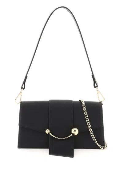 Strathberry Mini Crescent Leather Bag In Black