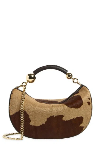 Strathberry Mini Crescent Moon Genuine Calf Hair Shoulder Bag In Printed Spot