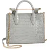 Strathberry Mini Croc Embossed Leather Tote In Gray