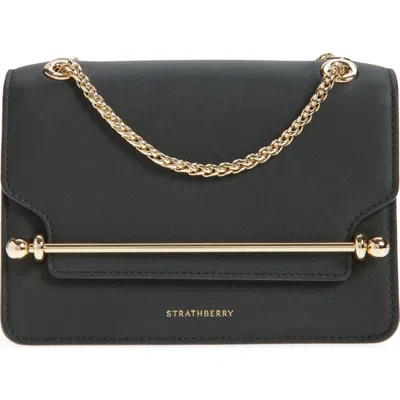 Strathberry Mini East/west Leather Shoulder Bag In Black