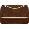 Strathberry Mini East/west Suede Soft Crossbody Bag In Chocolate