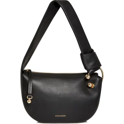 Strathberry Mini Halo Leather Shoulder Bag In Black