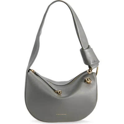 Strathberry Mini Halo Leather Shoulder Bag In Gray
