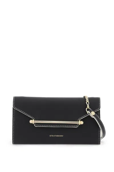 Strathberry Mini Leather Crossbody Bag With Iconic Metal Detail In Black