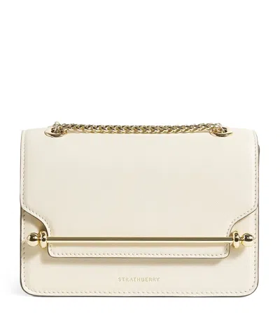 Strathberry Mini Leather East-west Shoulder Bag In White