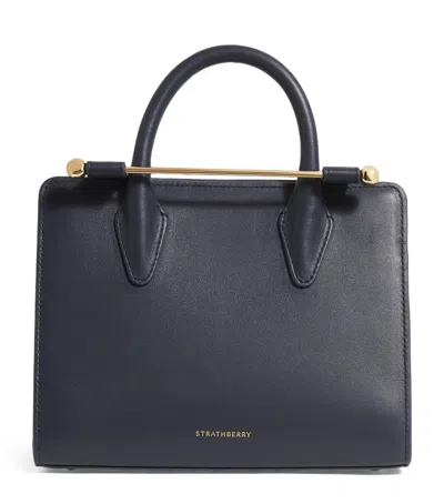 Strathberry Mini Leather Tote Bag In Blue