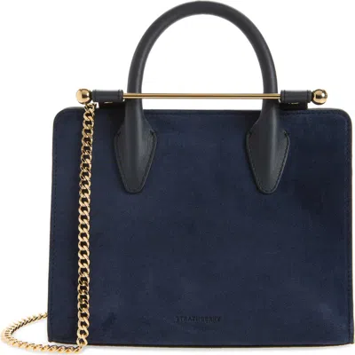 Strathberry Mini Suede Tote In Loch Blue