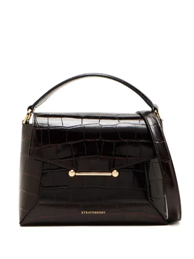 Strathberry Mosaic Croc-effect Tote Bag In Brown