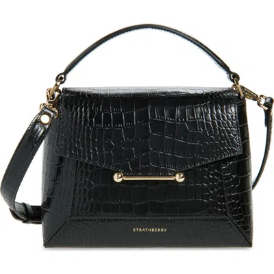 Strathberry Mosaic Croc Embossed Leather Top Handle Bag